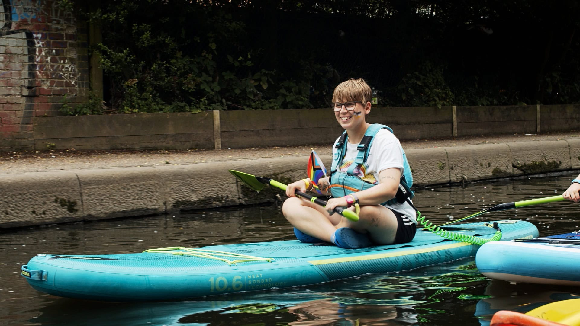 Paddling with Pride on the River Soar hosted by the Queer Outdoors Club and supported by Paddle UK